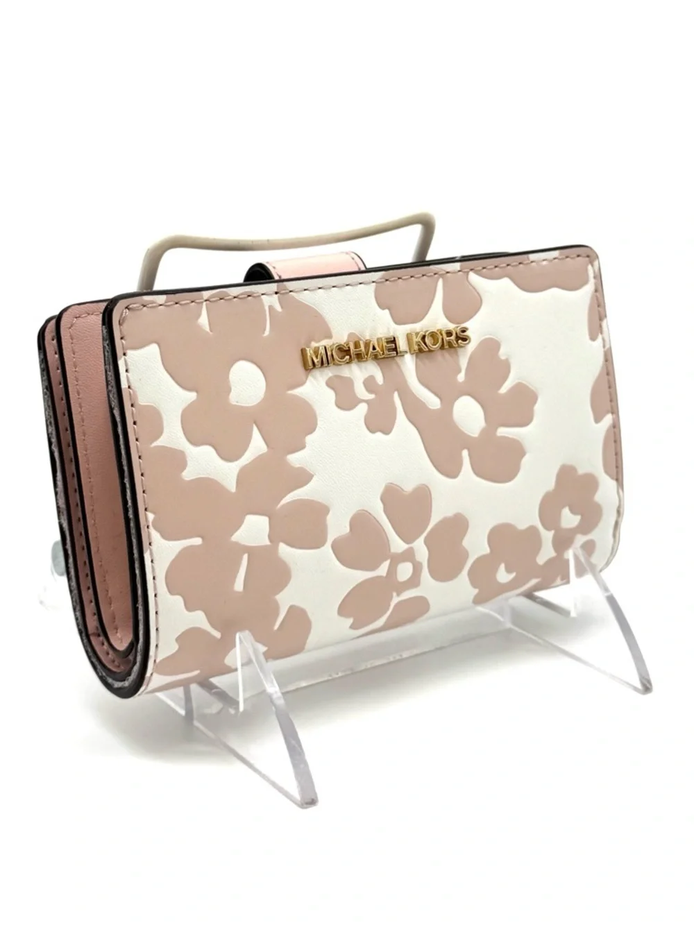 Michael Kors Medium Quilted Bifold Zip Chain Wallet Powder Blush